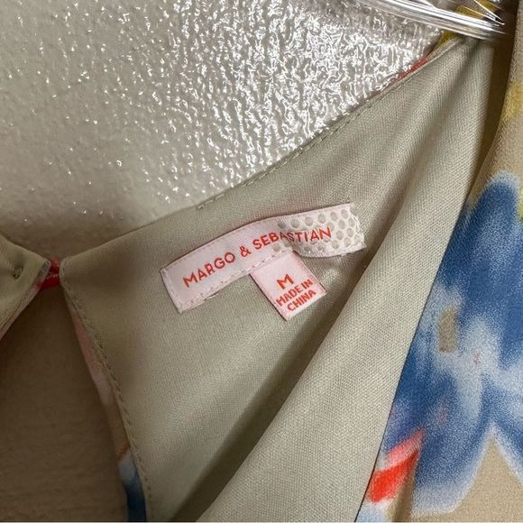 MARGO & Sebastian Tan Spring Floral Flowy Dress Size Medium - Picture 5 of 8